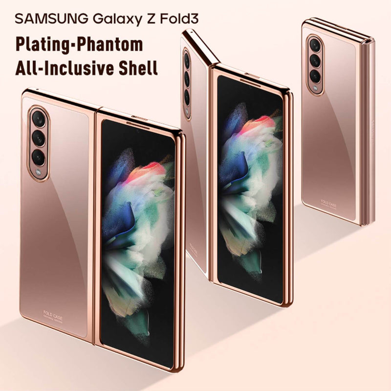 Tough On Samsung Galaxy Z Fold 3 Case Metallic Electroplating Bumper Shining Gold