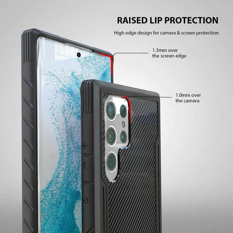 Tough On Samsung Galaxy S22 Ultra 5G Case Iron Shield Carbon Fiber