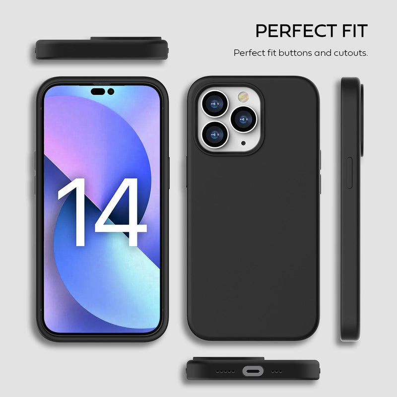 Tough On iPhone 14 Pro Strong Liquid Silicon Case Black