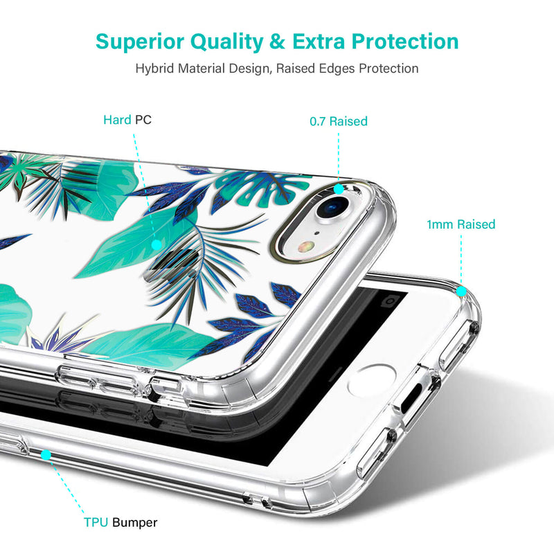 Tough On iPhone SE 2022/2020/8/7/6 Protector Blue Leaf Case