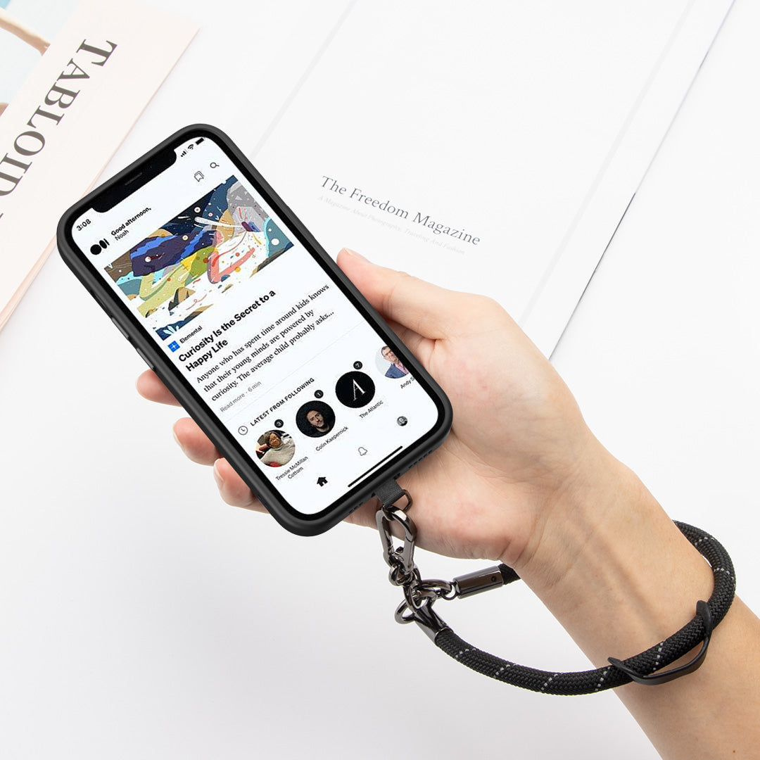 Tough On Rope Phone Wristlet Strap with Card Black