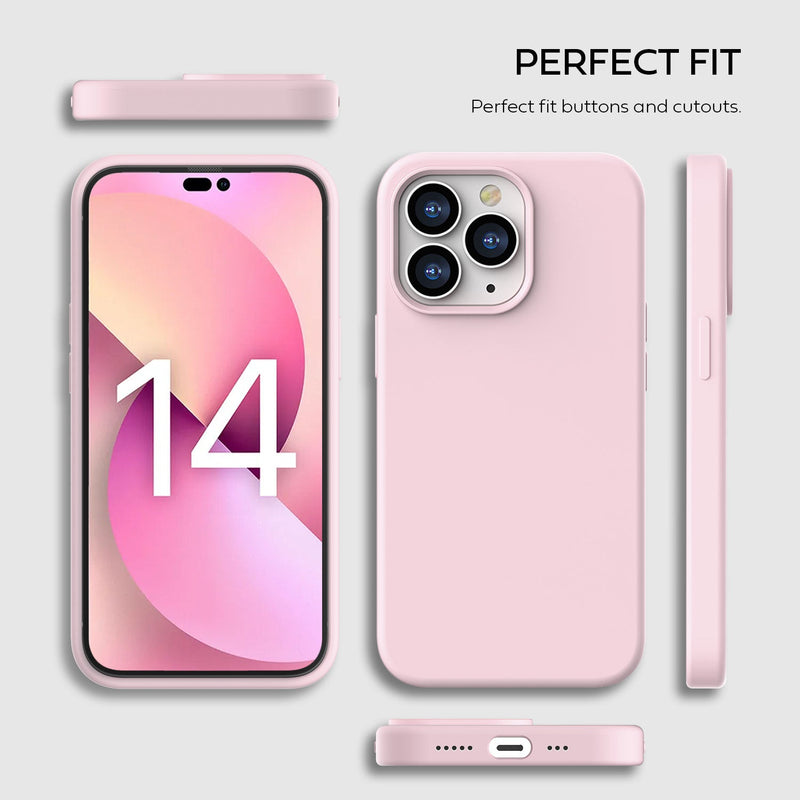 Tough On iPhone 14 Pro Max Strong Liquid Silicon Case Ice Pink