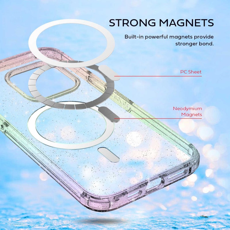 Tough On iPhone 14 Pro Max Case Glitter Iridescent with Magsafe
