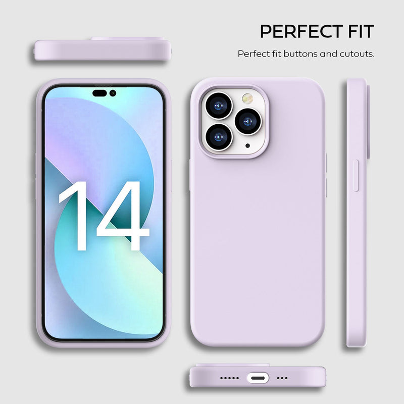 Tough On iPhone 14 Pro Strong Liquid Silicon Case Light Purple
