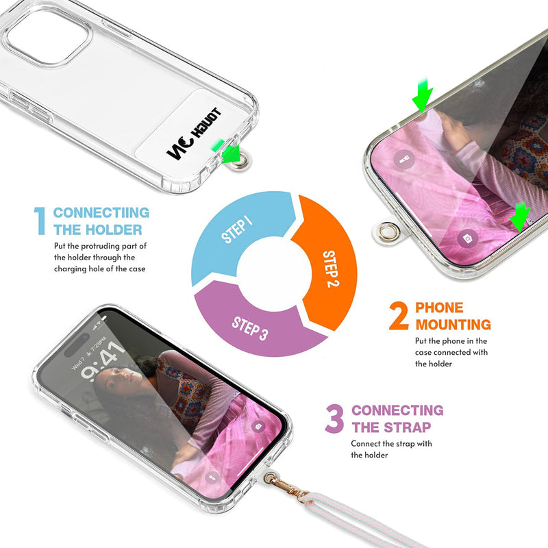 Tough On CrossBody Rope Phone Strap with Card Prismatic