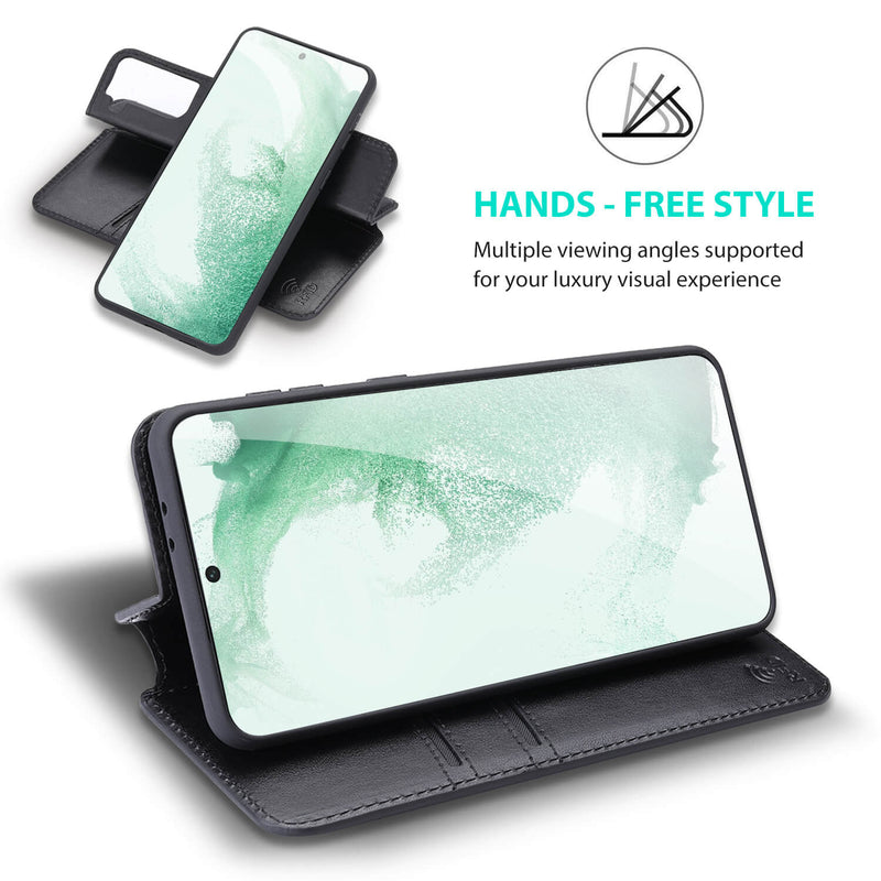Tough On Samsung Galaxy S22 5G Case Fine Detachable Leather Black