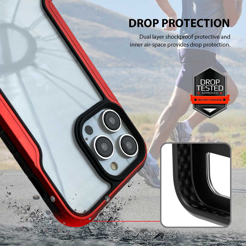 Tough On iPhone 14 Pro Max Case Iron Shield Red