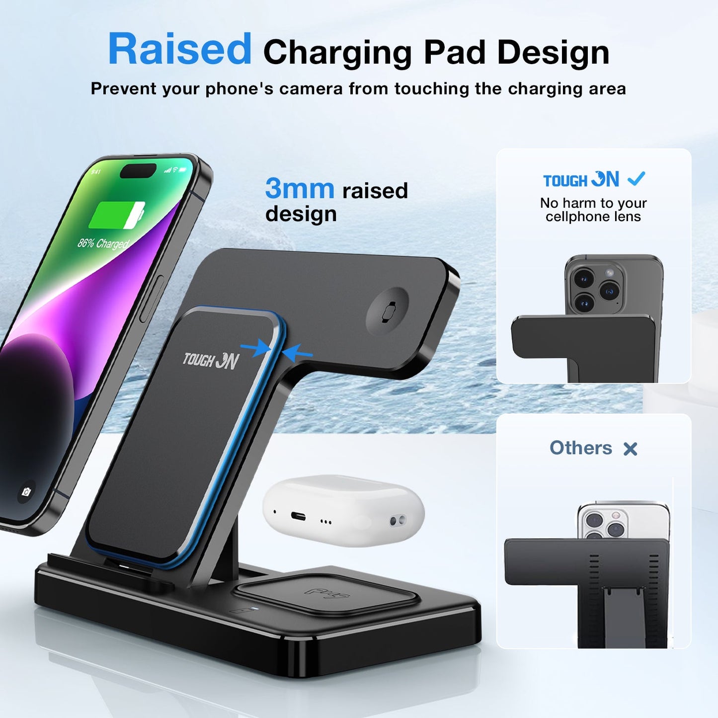 Tough On Wireless Charger 3 in 1 Foldable Wireless Charging