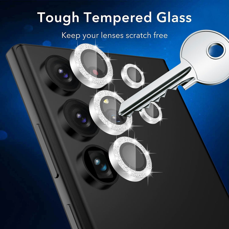 Tough On Samsung Galaxy S23 Ultra Rear Camera Lens Protector Silver Diamond