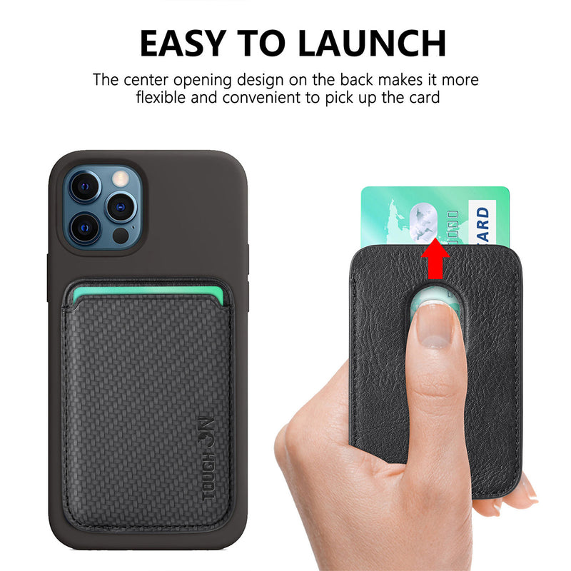 Tough On Magnetic Card Wallet Holder With MagSafe Carbon Graphite