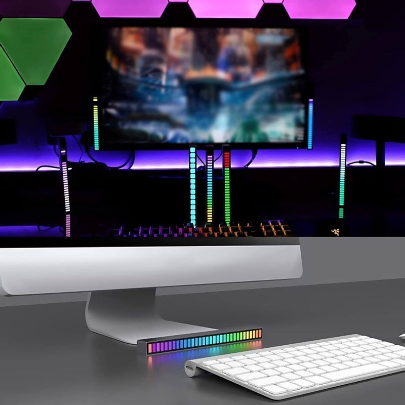 Twin Pack Smart RGB Ambient Sound Control Music Rhythm Light Bar Black
