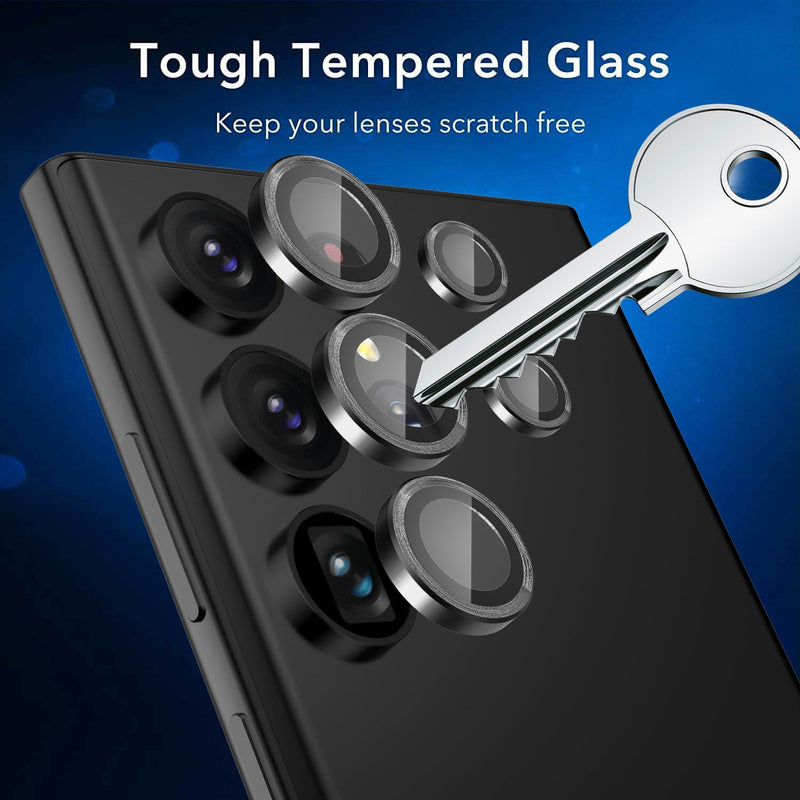 Tough On Samsung Galaxy S23 Ultra Rear Camera Lens Protector Tempered Glass Black