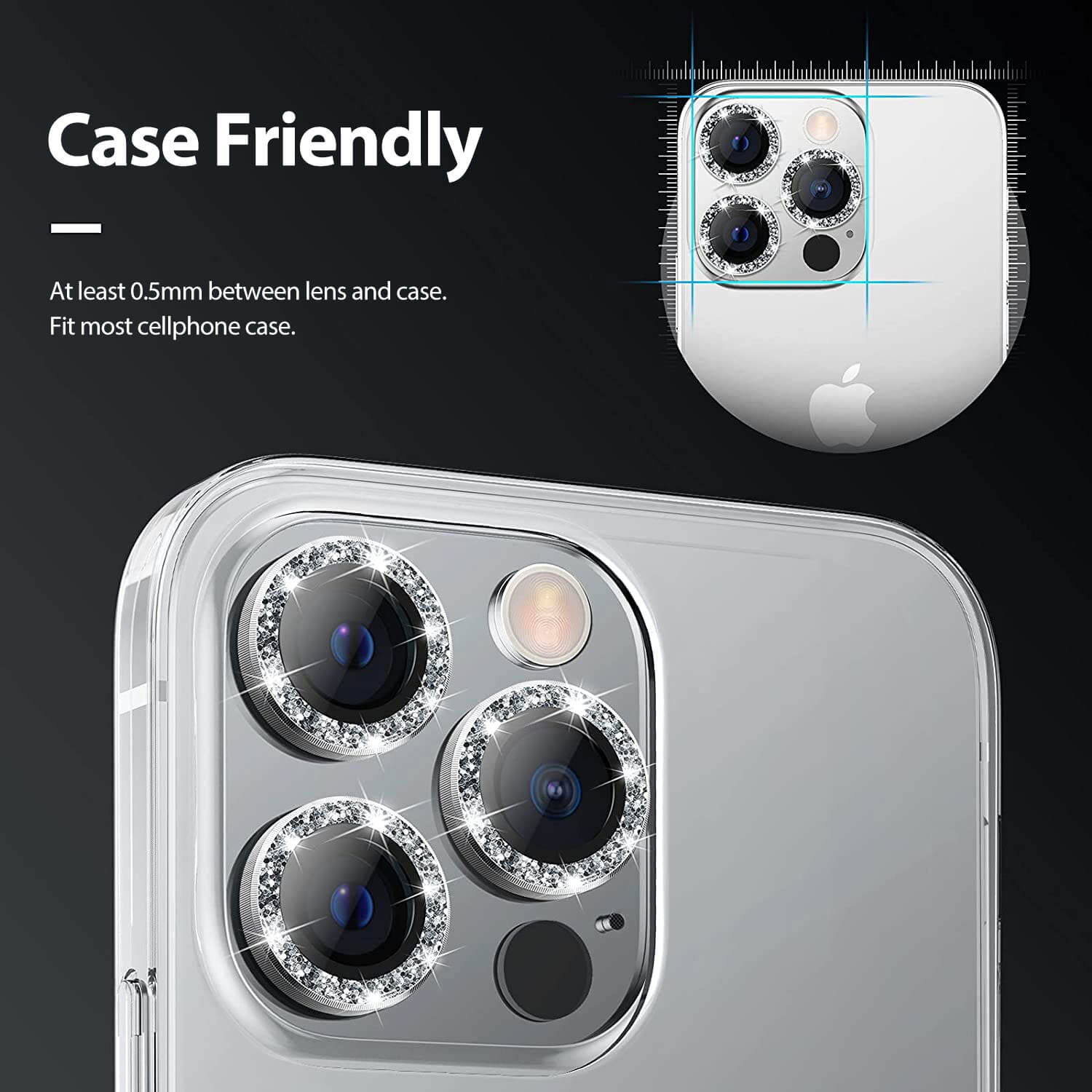 Tough On iPhone 13 Pro Max Camera Lens Protector Crystal Silver - Toughonstore