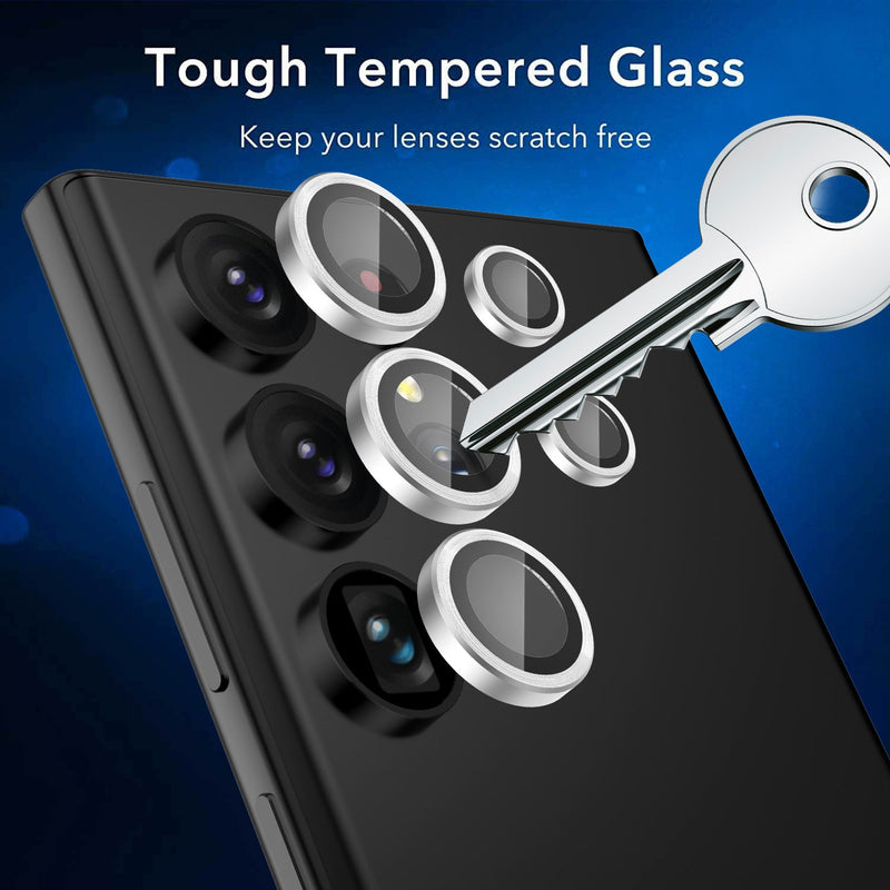 Tough On Samsung Galaxy S23 Ultra Rear Camera Lens Protector Silver