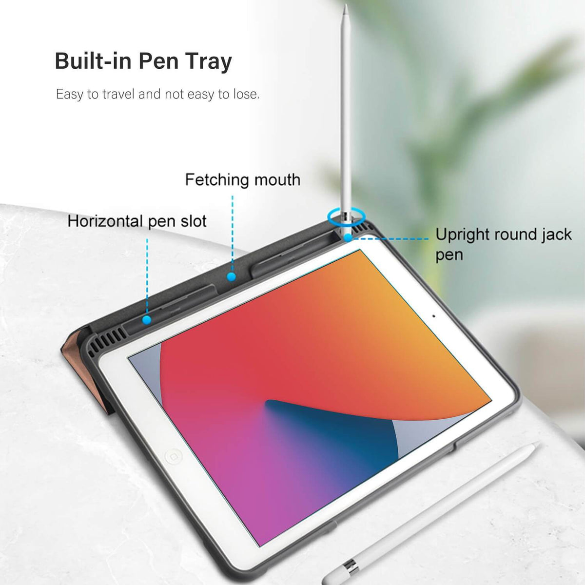 Tough On iPad 9 / 8 / 7th Gen 10.2 inch Case Smart Cover Rose Gold with Clear Back