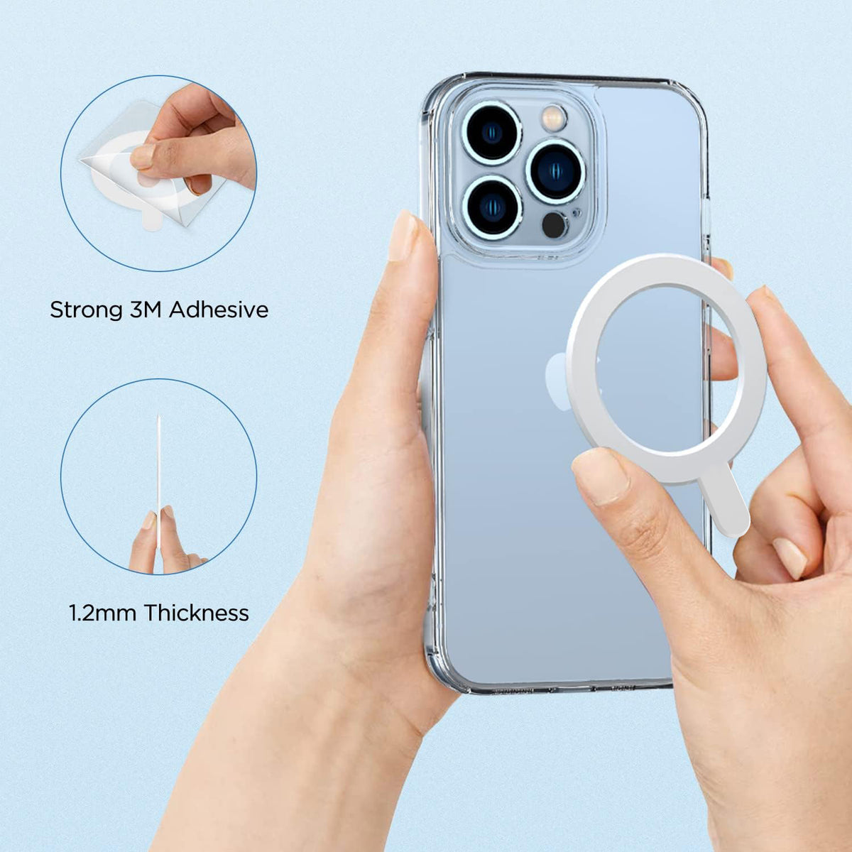 Tough On Universal Magnetic Ring for MagSafe Wireless Charging Conversion Kit White