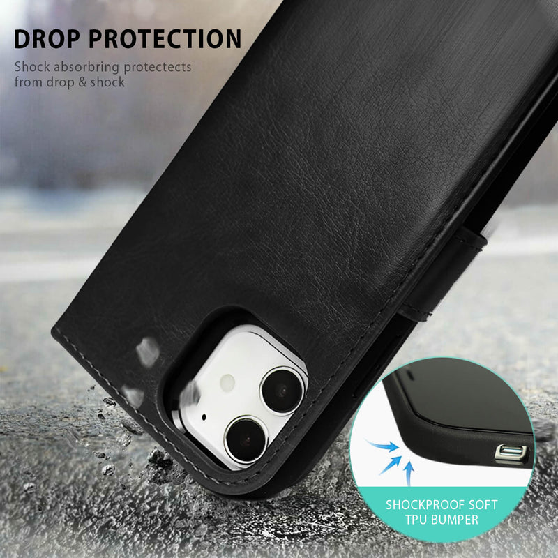 Tough On iPhone XR Case Magnetic Fine Detachable Leather Black