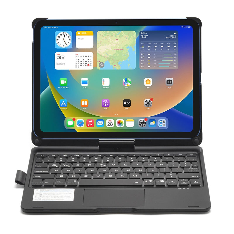 Tough On iPad 9 / 8 / 7th Gen 10.2 inch Case Bluetooth Keyboard Rotatable Cover Black