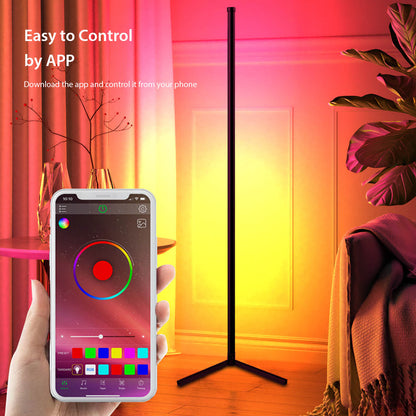 LED RGB Corner Floor Lamp with Remote & App Control 150cm
