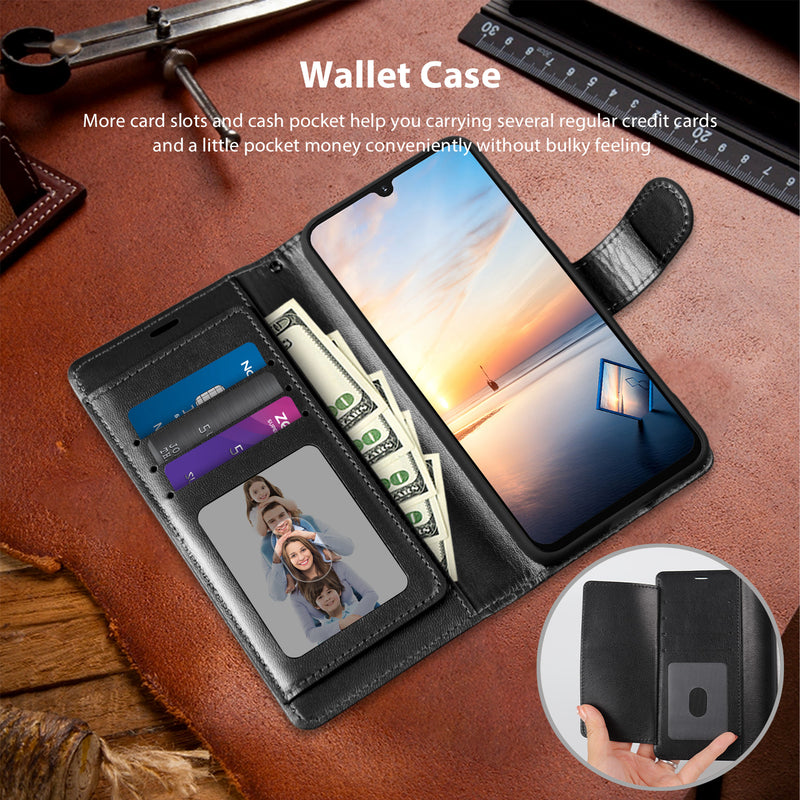Tough On Samsung Galaxy A54 5G Leather Flip Wallet Case Black