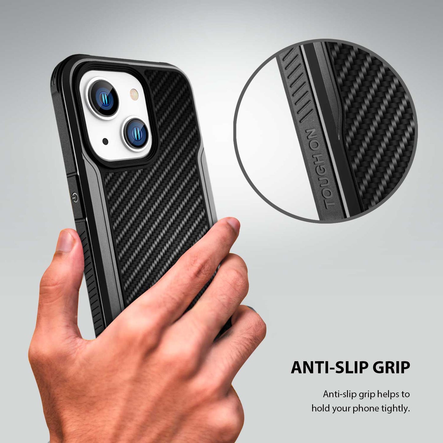 Tough On iPhone 14 Plus Case Iron Shield Carbon Fiber w/ Magsafe Black