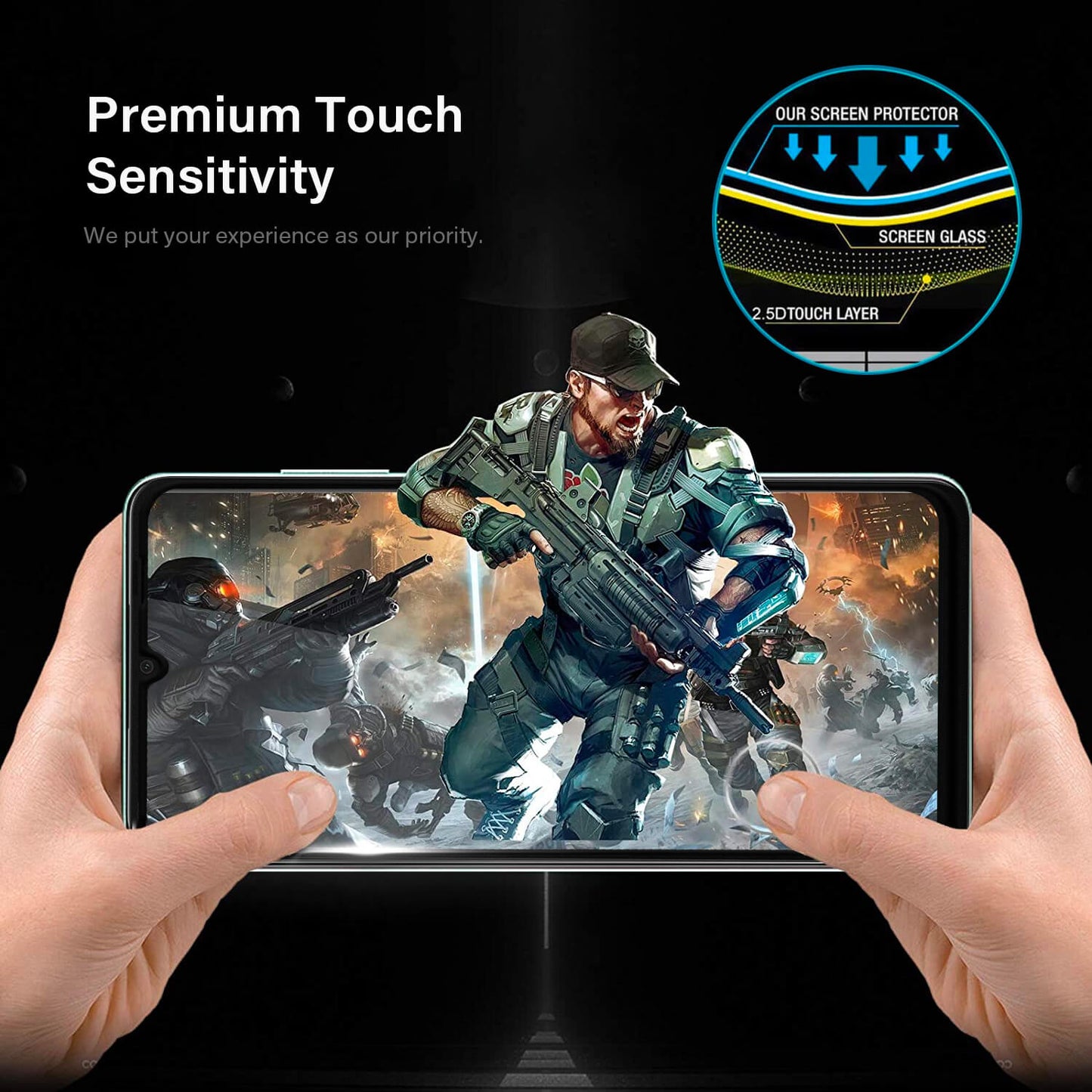 Tough On Samsung Galaxy A12/A13 5G/A32 5G 2.5D Tempered Glass Screen Protector Black