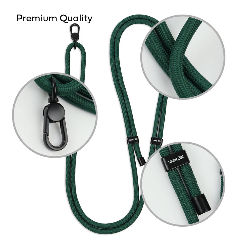Tough On CrossBody Rope Phone Strap with Card Green