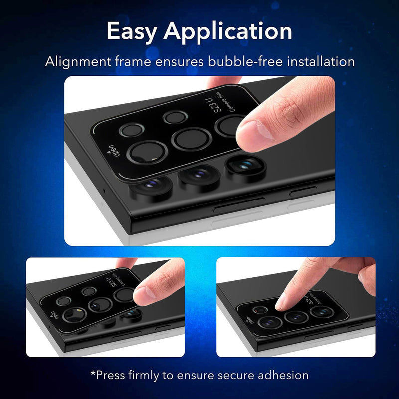 Tough On Samsung Galaxy S23 Ultra Rear Camera Lens Protector Tempered Glass Black