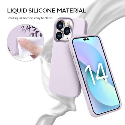 Tough On iPhone 14 Pro Strong Liquid Silicon Case Light Purple