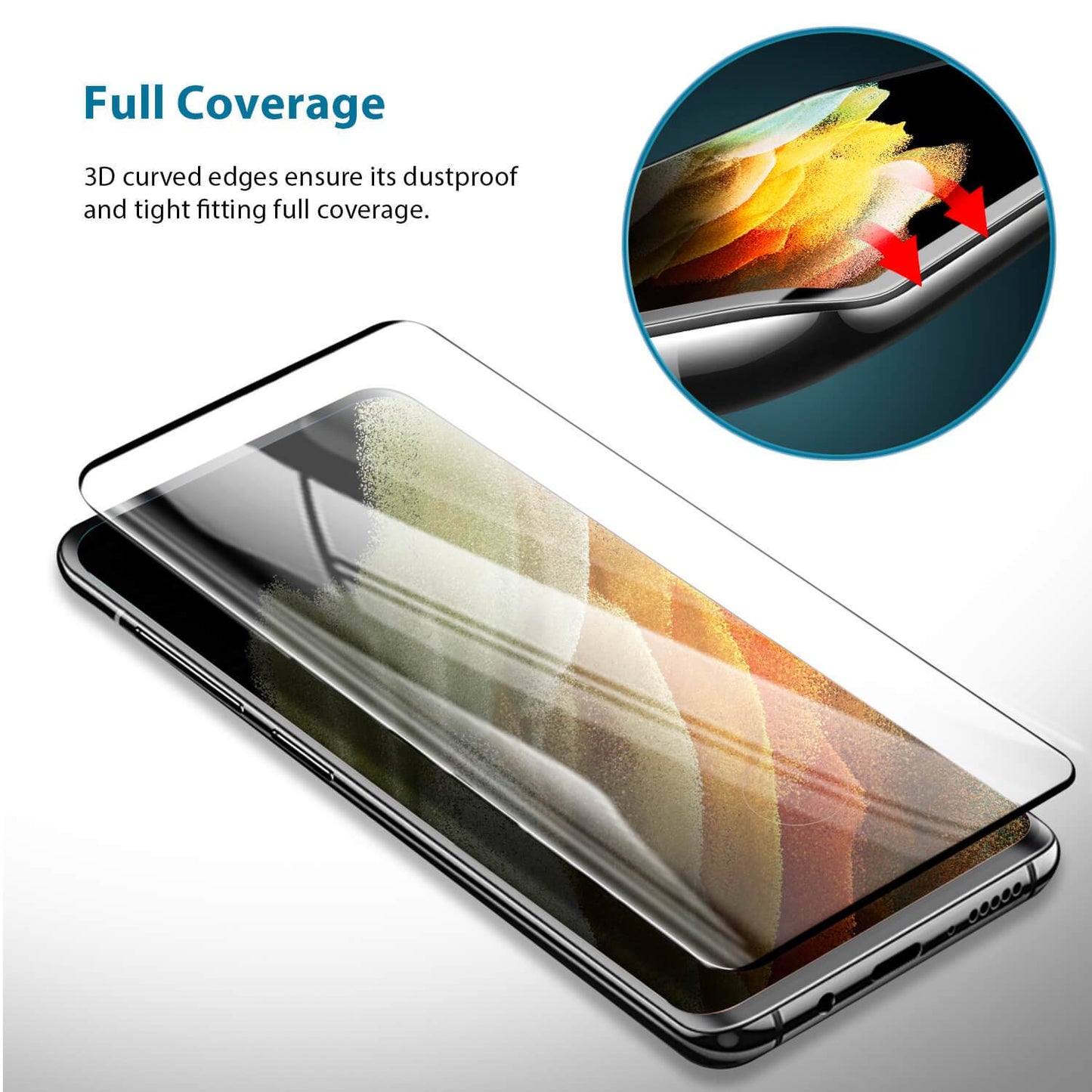 Tough On Samsung Galaxy S21 Ultra 5G Screen Protector 3D Full Cover Glass Vipo