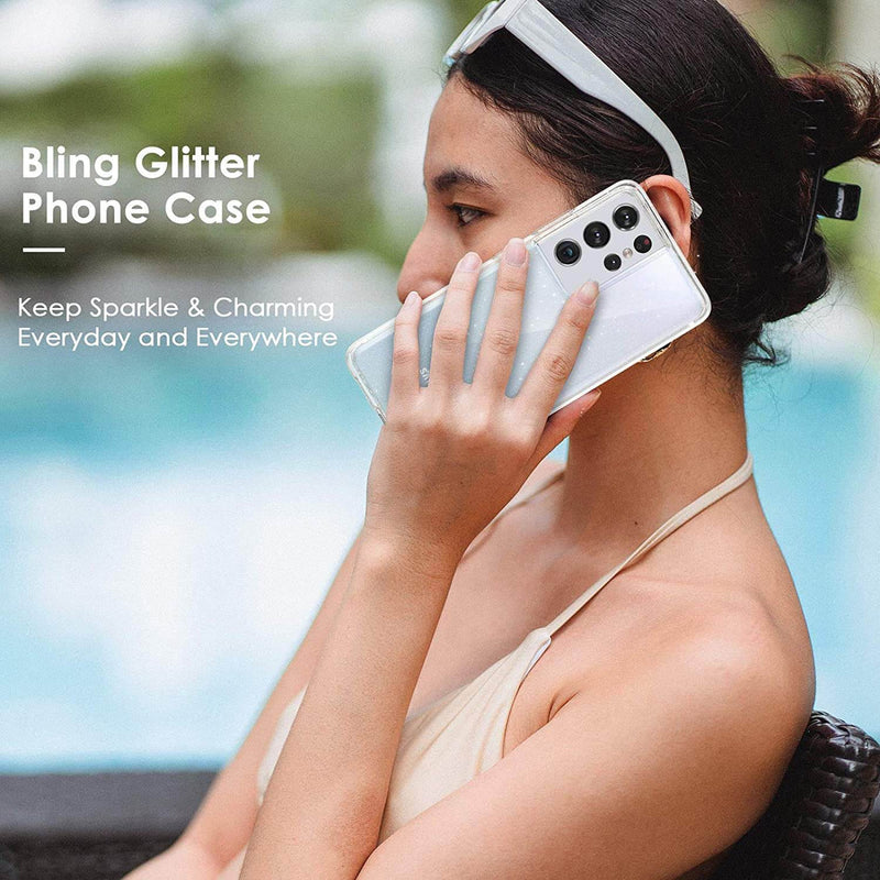 Tough On Samsung Galaxy S21 Ultra Case Glitter Clear