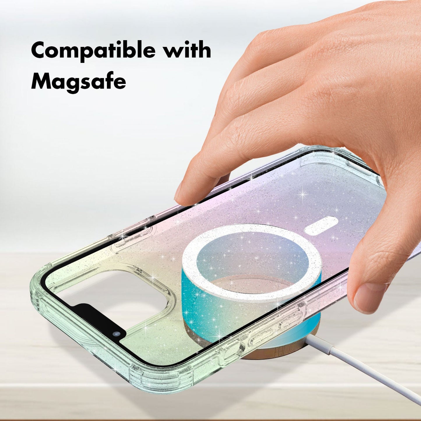 Tough On iPhone 13 Pro Max Case Glitter Iridescent with Magsafe