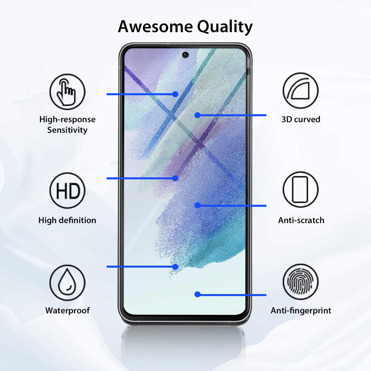 Tough On Samsung Galaxy S21 FE 5G Screen Protector 2.5D Tempered Glass Black