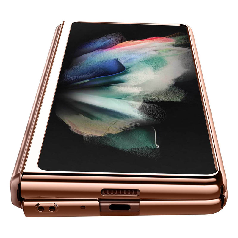 Tough On Samsung Galaxy Z Fold 3 Case Metallic Electroplating Bumper Shining Gold