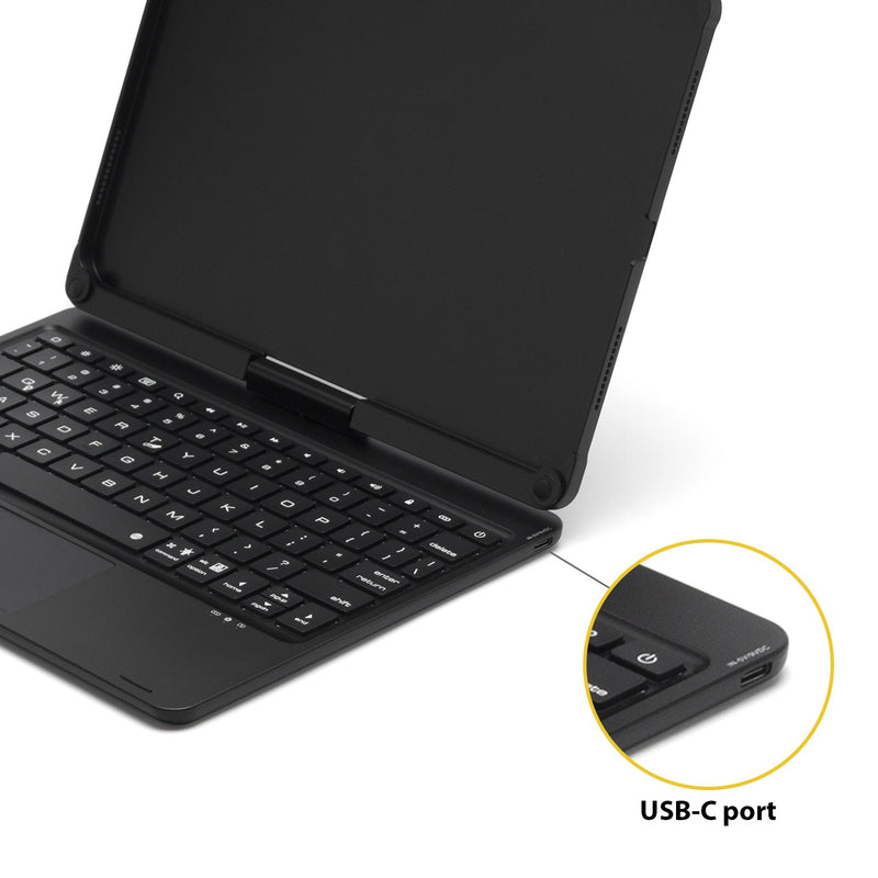Tough On iPad Air 4 / Air 5 10.9" Case Bluetooth Keyboard Rotatable Cover Black
