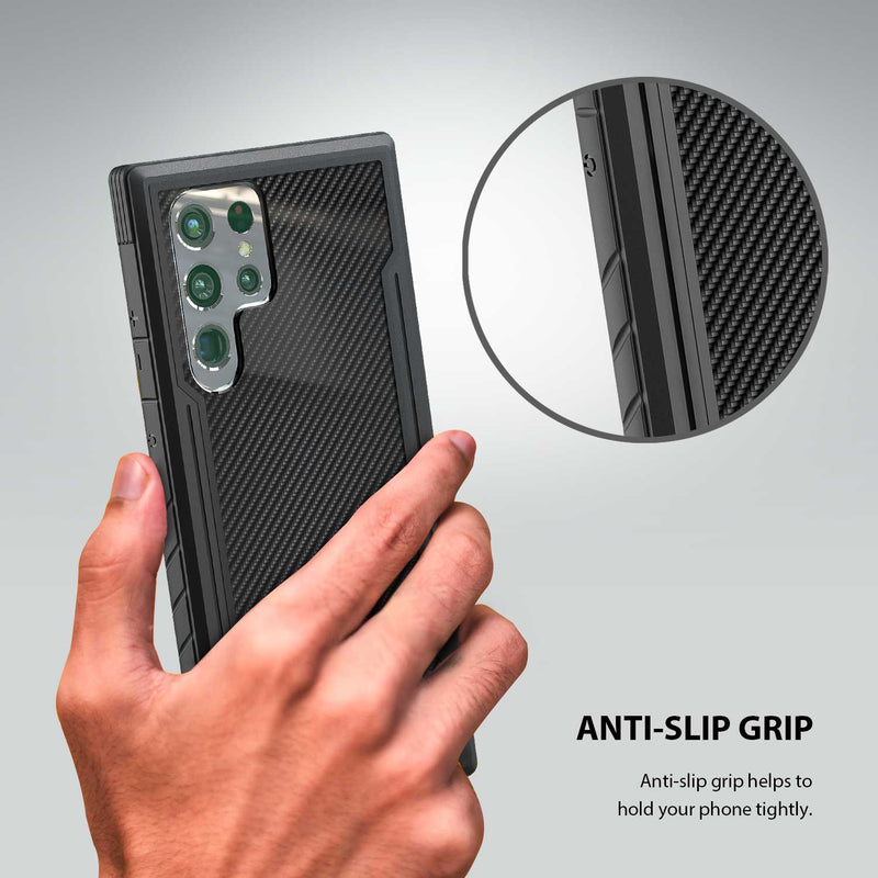 Tough On Samsung Galaxy S22 Ultra 5G Case Iron Shield Carbon Fiber