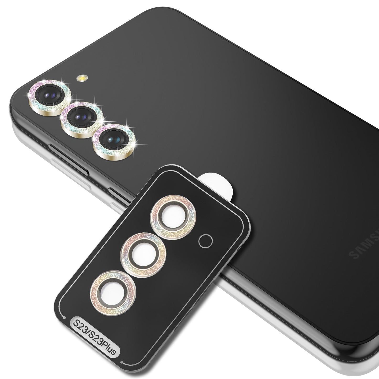 Tough On Samsung Galaxy S23 / S23 Plus Rear Camera Lens Protector Iridescent Diamond