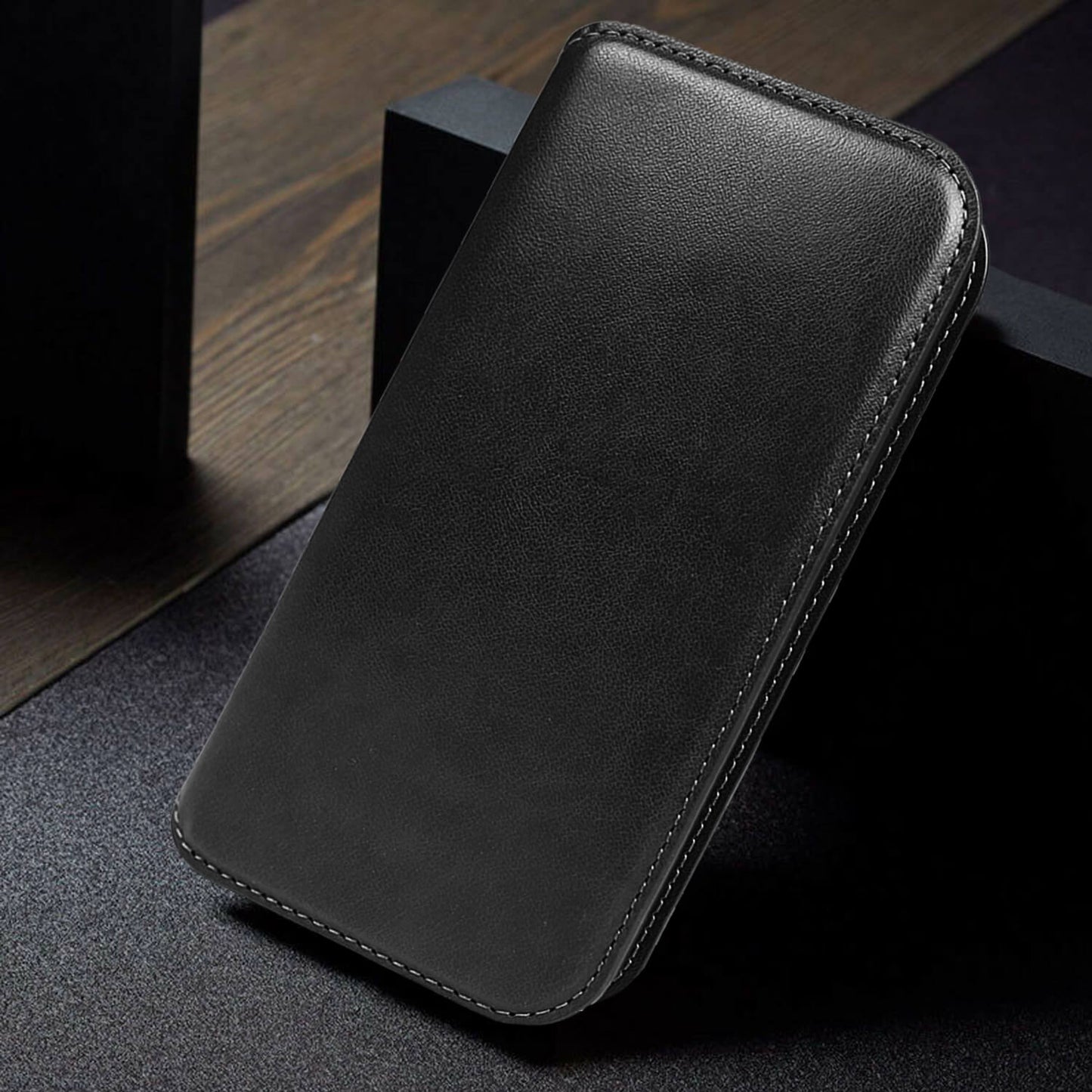 Tough On iPhone 14 Pro Max Case Magnetic Fine Leather Detachable Black