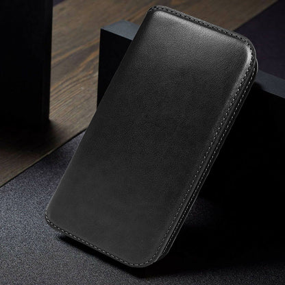 Tough On iPhone 14 Plus Case Magnetic Fine Leather Detachable Black