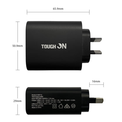 Tough on 48W Dual Port PD & QC 3.0 Fast Wall Charger