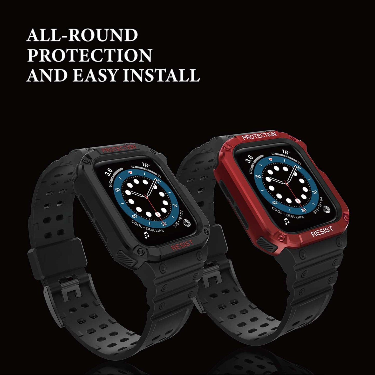 Tough On Apple Watch Band with Case Series 1 / 2 / 3 38mm Rugged Protection Black/Red
