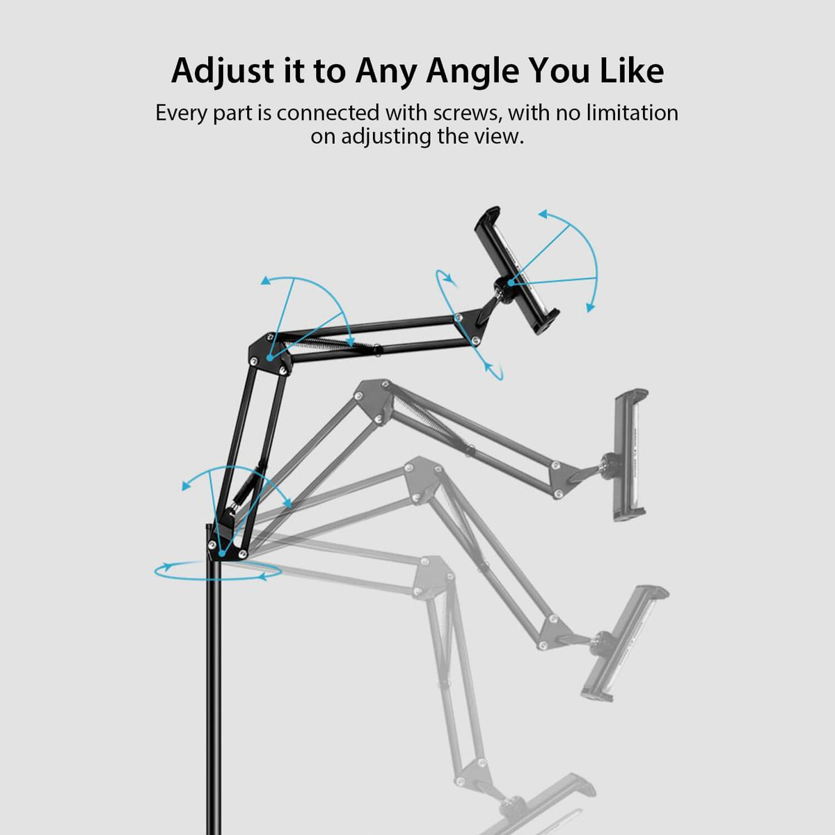 Tough On Adjustable Floor Stand With Phone & Tablet Holder