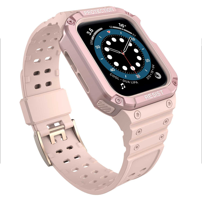 Tough On 2-in-1 Apple Watch Band with Case 38/40/41mm Rugged Protection Pink/Pink - Toughonstore
