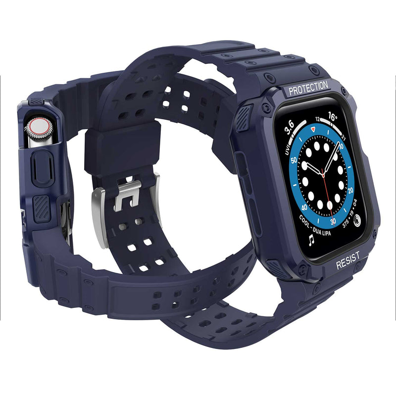 Tough On 2-in-1 Apple Watch Band with Case 42/44/45mm Rugged Protection Navy/Navy - Toughonstore