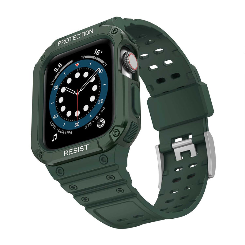 Tough On 2-in-1 Apple Watch Band with Case 38/40/41mm Rugged Protection Green/Green