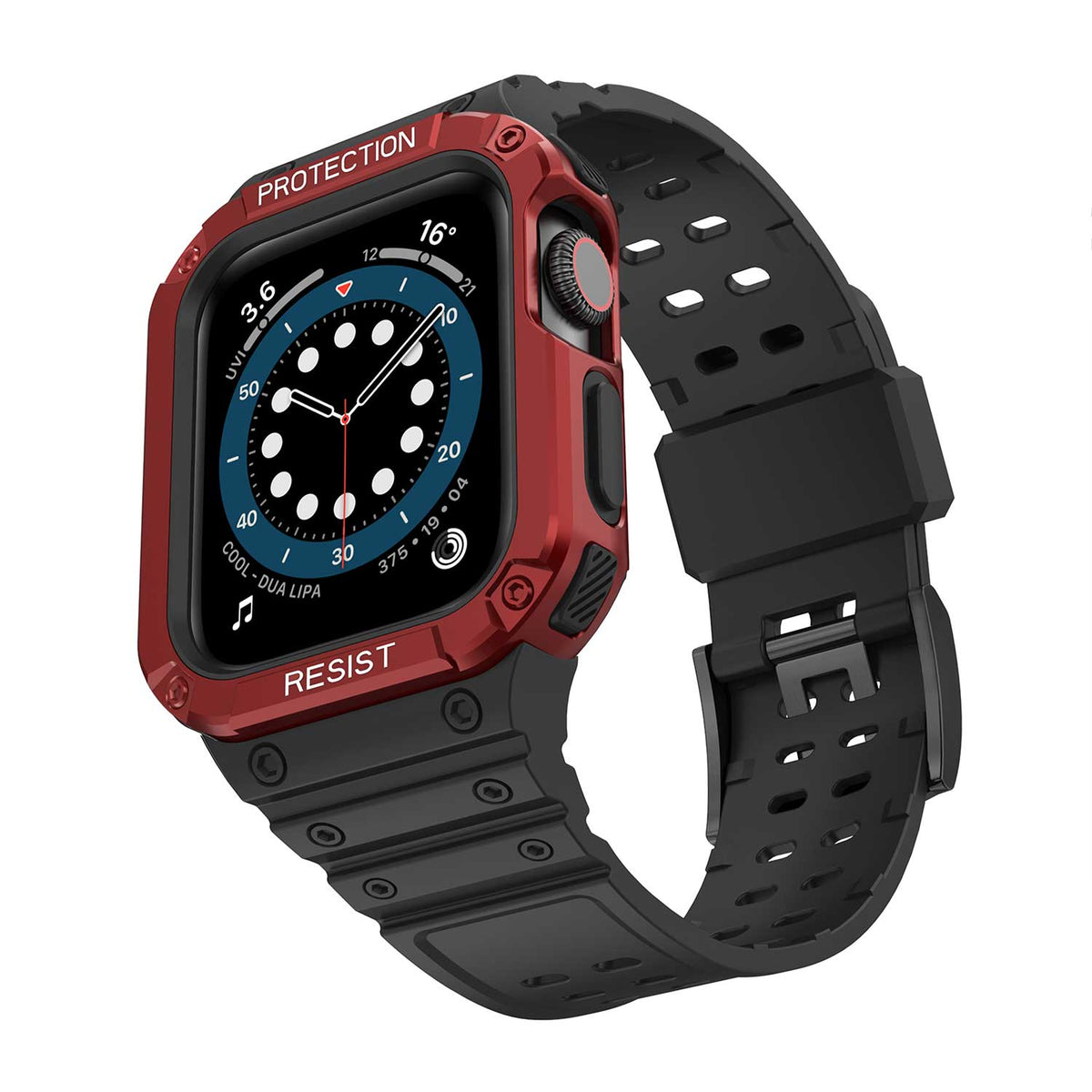 Tough On Apple Watch Band with Case Series 4 / 5 / 6 / SE 44mm Rugged Protection Black/Red
