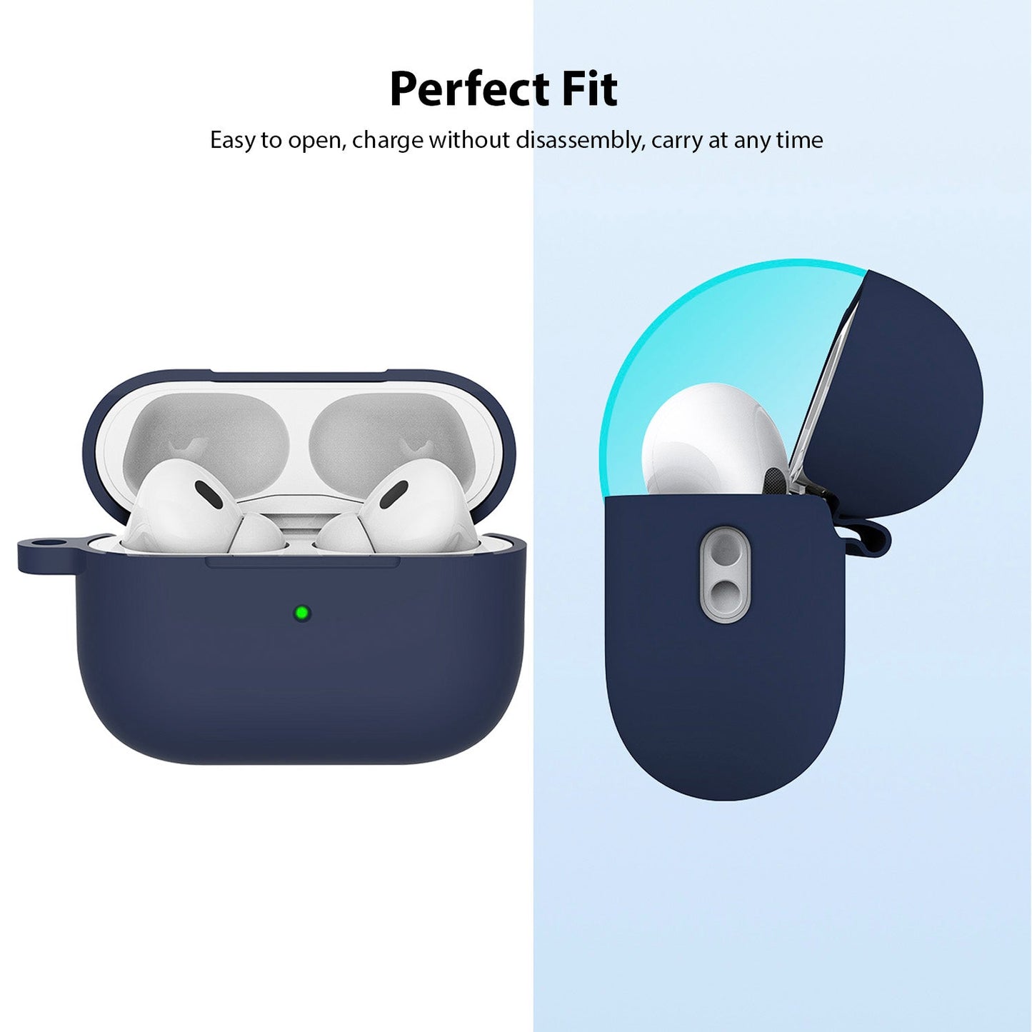 Tough On Apple Airpods Pro 2 Triple-Layer Protective Silicone Case Navy
