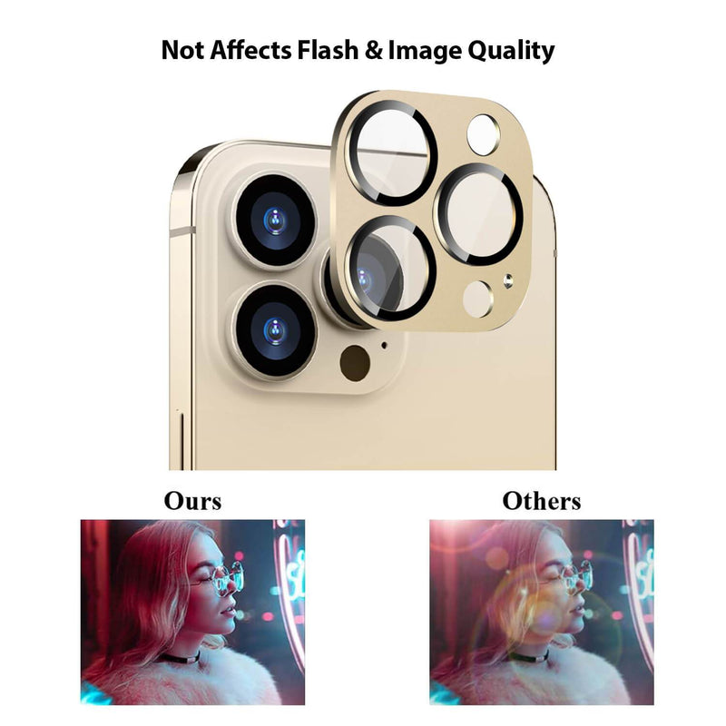 Tough On iPhone 13 Pro Camera Protector Metal Tempered Glass Gold - Toughonstore