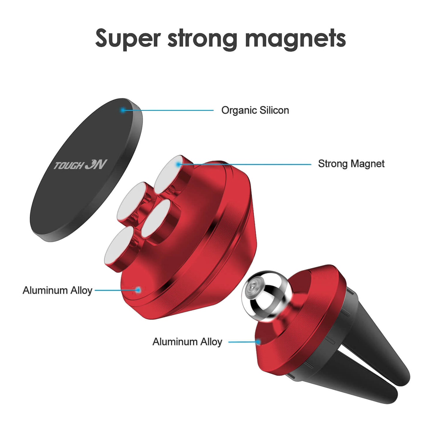 Tough On Power Magnetic Car Mount Air Vent Red