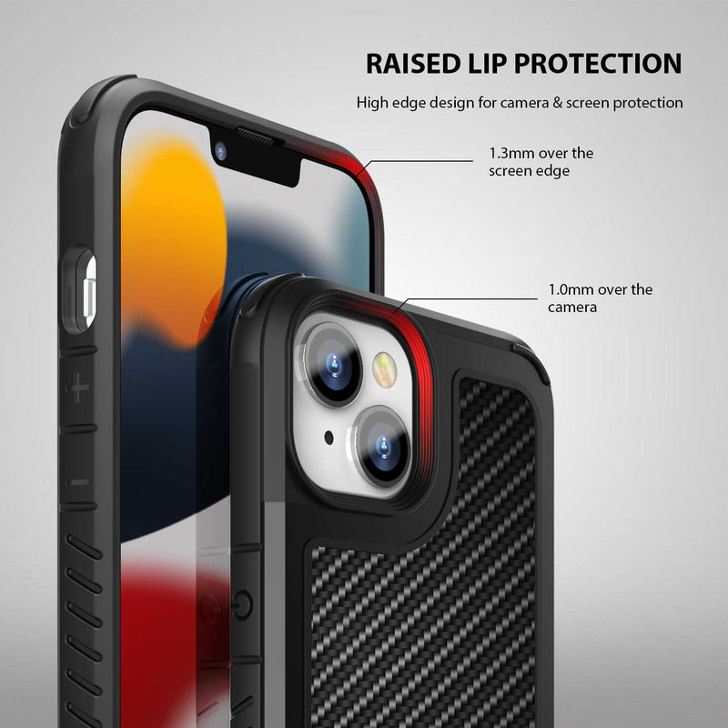 Tough On iPhone 13 Case Iron Shield Carbon Fiber Black